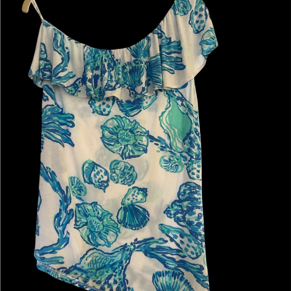 Lilly Pulitzer Blue Ruffled Top